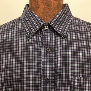 Alan Flusser 2XL Purple Plaid Long-Sleeve Shirt